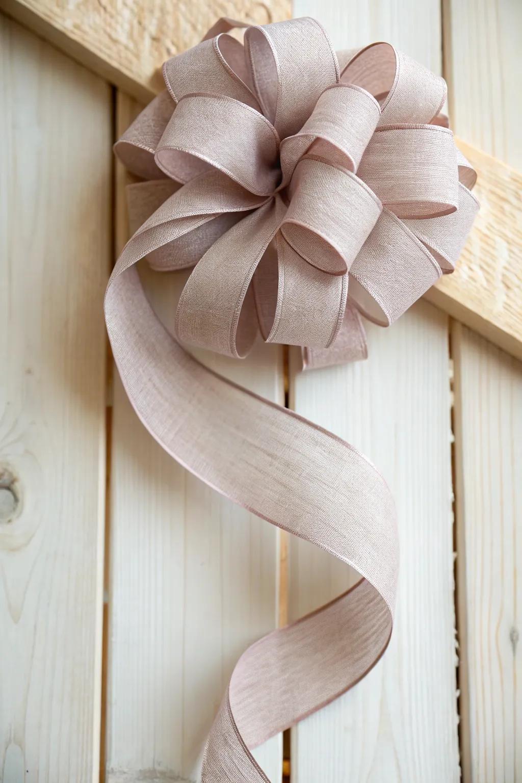 Embrace simplicity with a whimsical spiral ribbon bow, perfect for adding a touch of elegance.