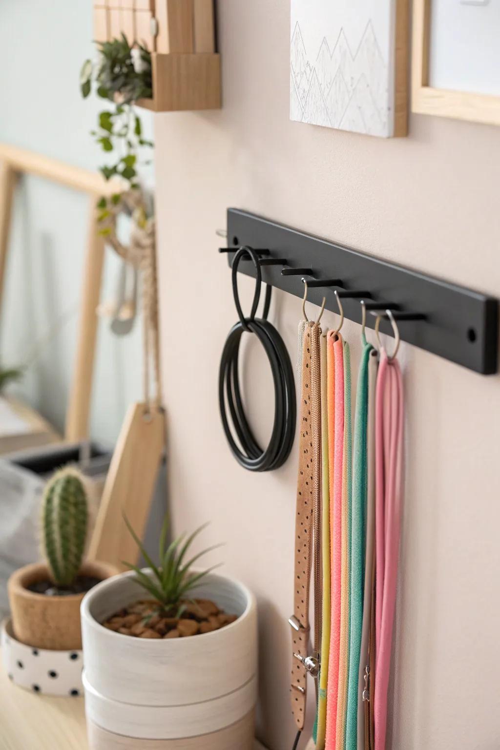 Elevate your organization game with minimalist flair using a magnetic strip for your rubber bands. Simple, stylish, and oh-so-functional!