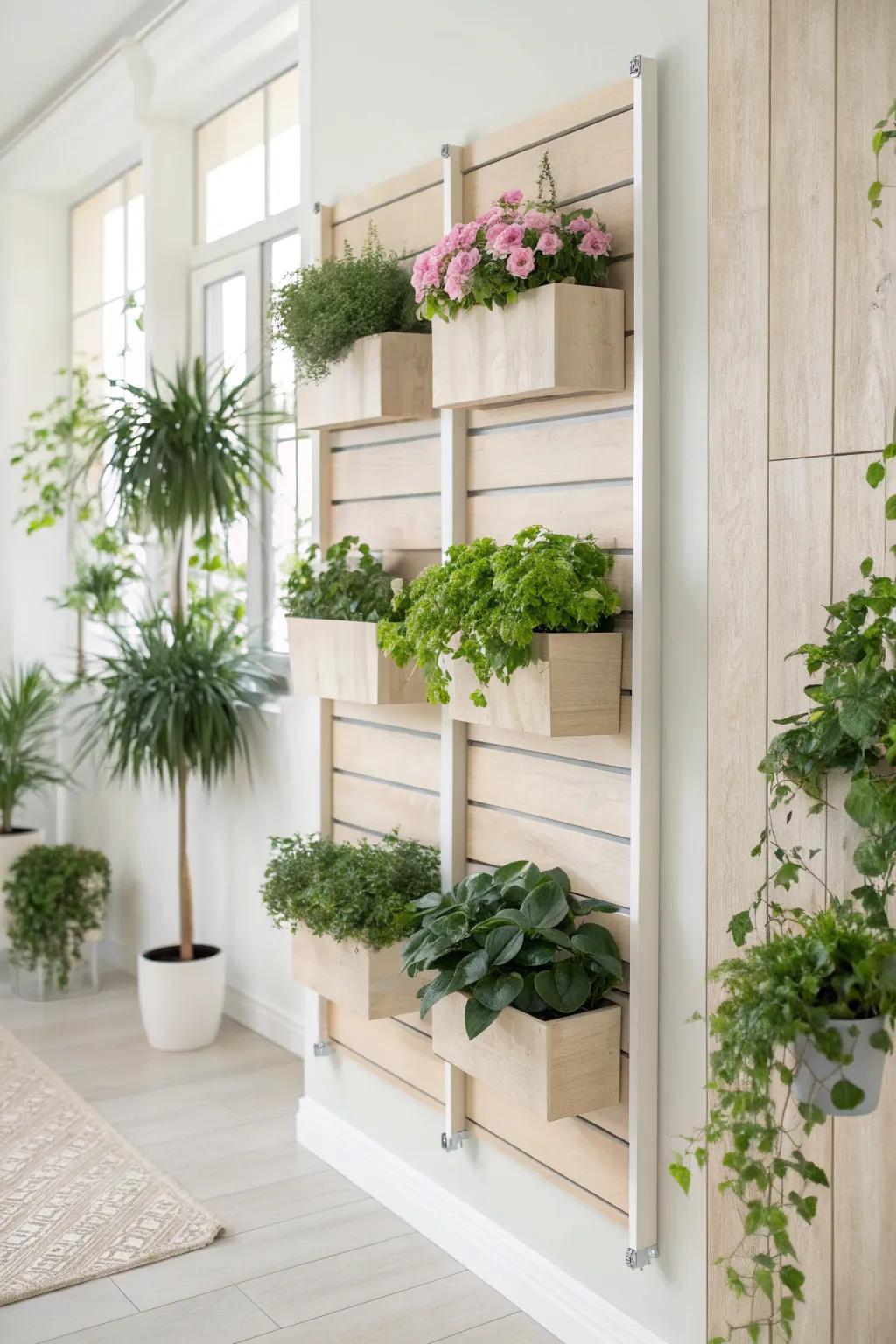 Transform your space into a serene green haven with this elegant wall-mounted hydroponic garden. 🌿✨ #MinimalistBeauty #ScandiBoho #GreenDesign