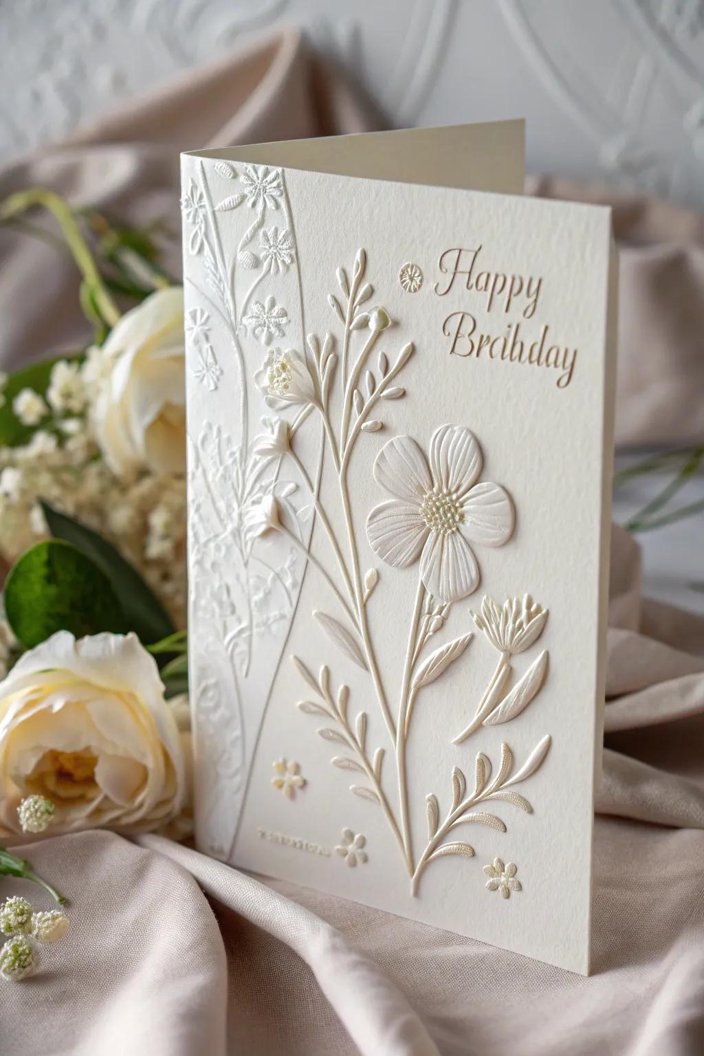 An elegant embossed birthday card.