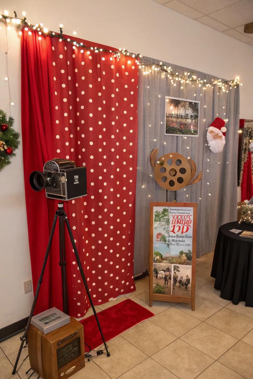 A themed photo booth lets guests capture fun memories.