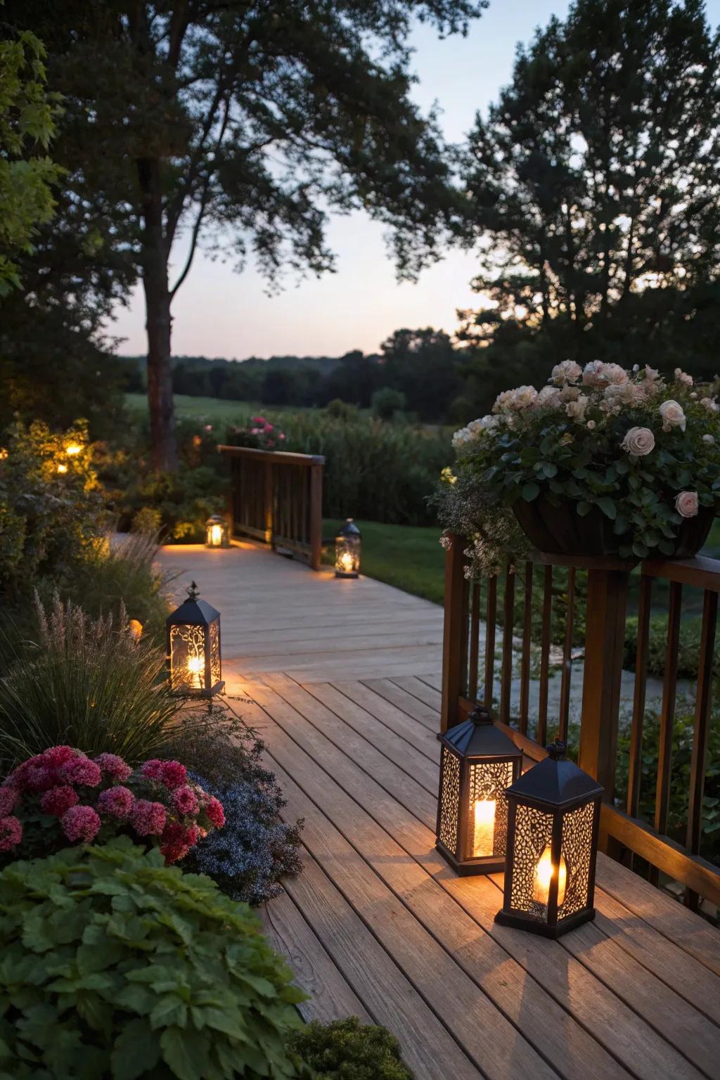 Ambient lighting sets the mood for evening gatherings.