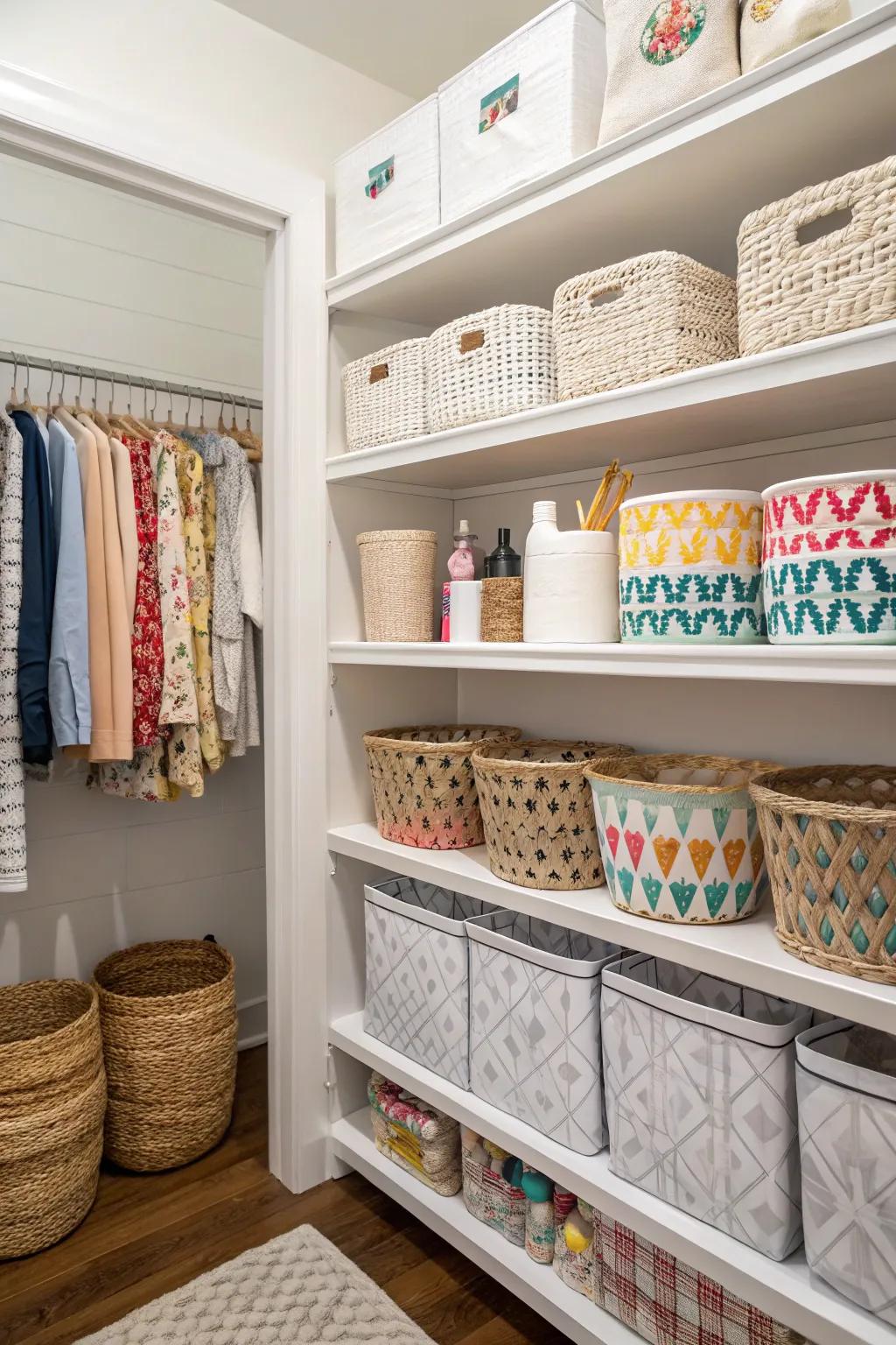 Stylish baskets for organized and attractive storage.