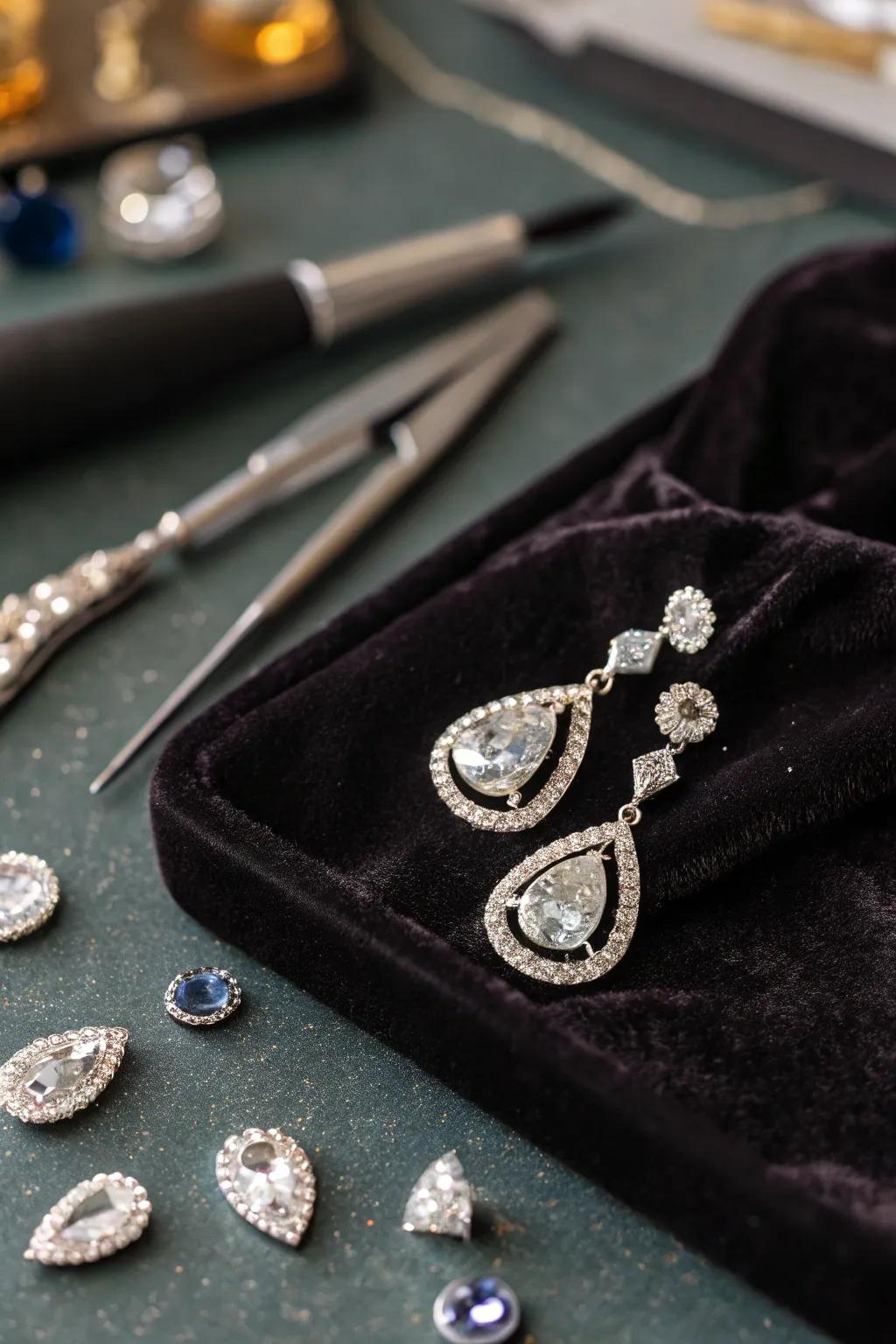 Glamorous crystal drop earrings for a touch of elegance.