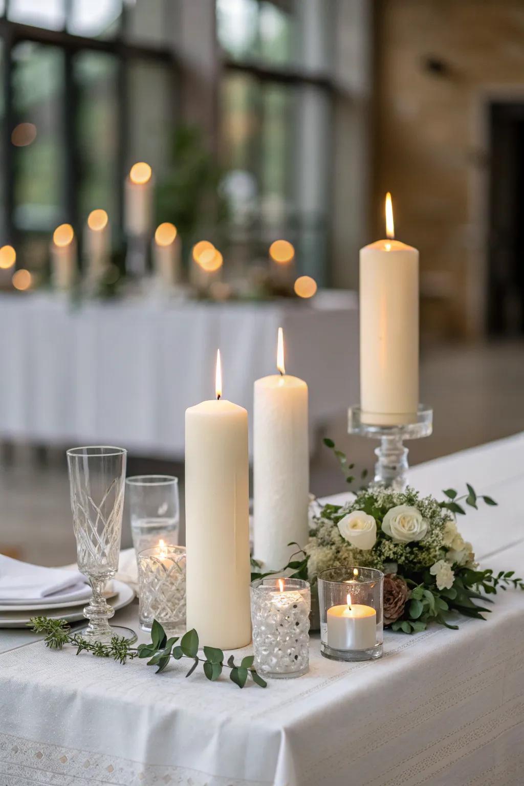 Candle clusters offer a minimalist and impactful look.