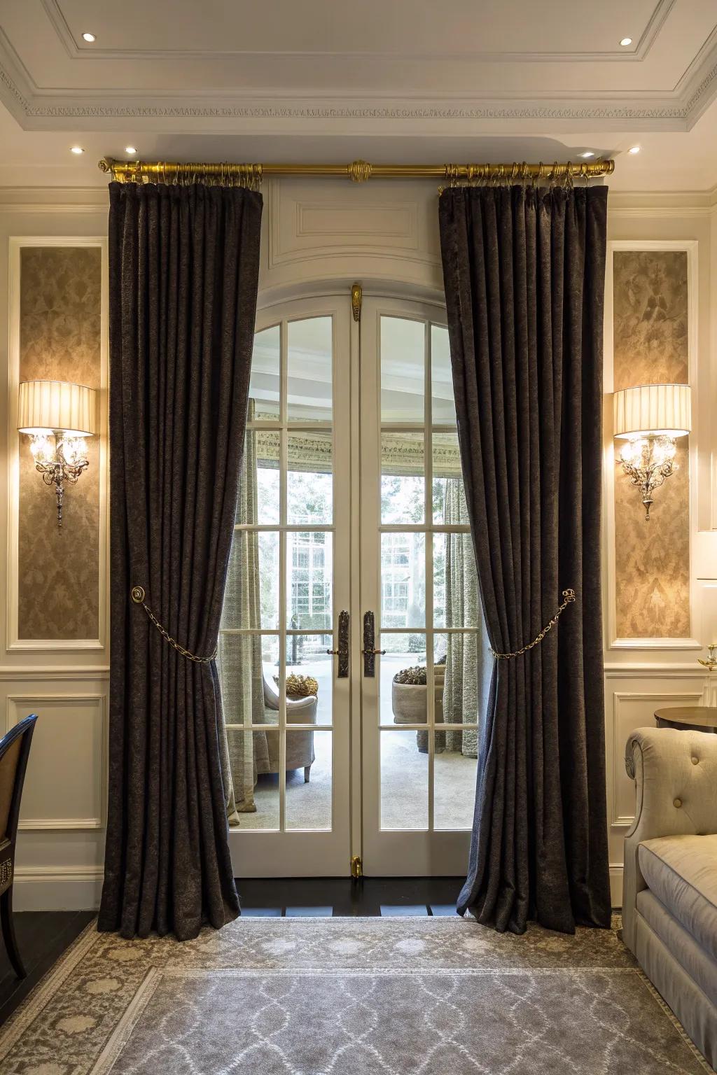 Contrasting curtains adding depth and sophistication to the space.