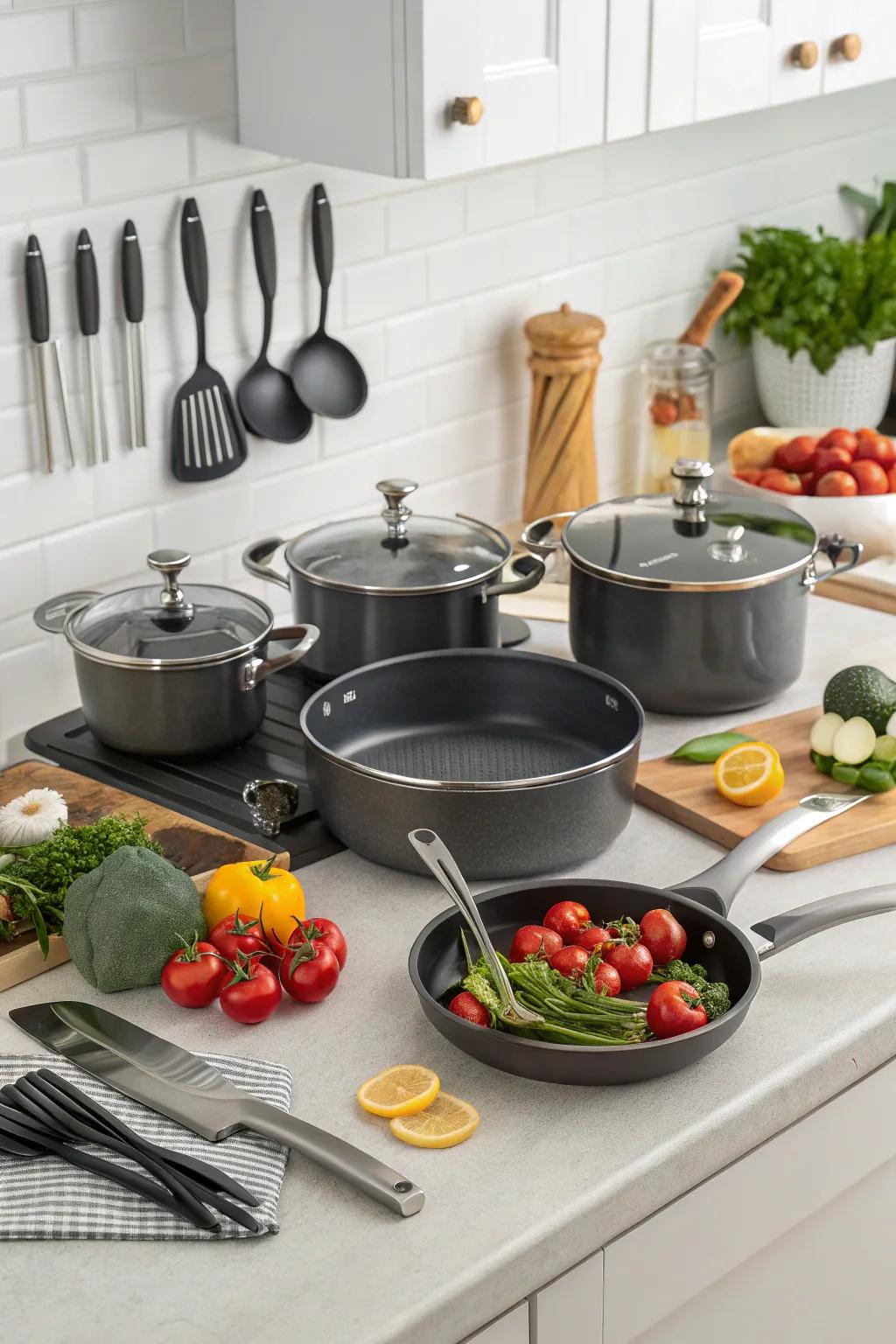 A stylish cookware set for culinary adventures.