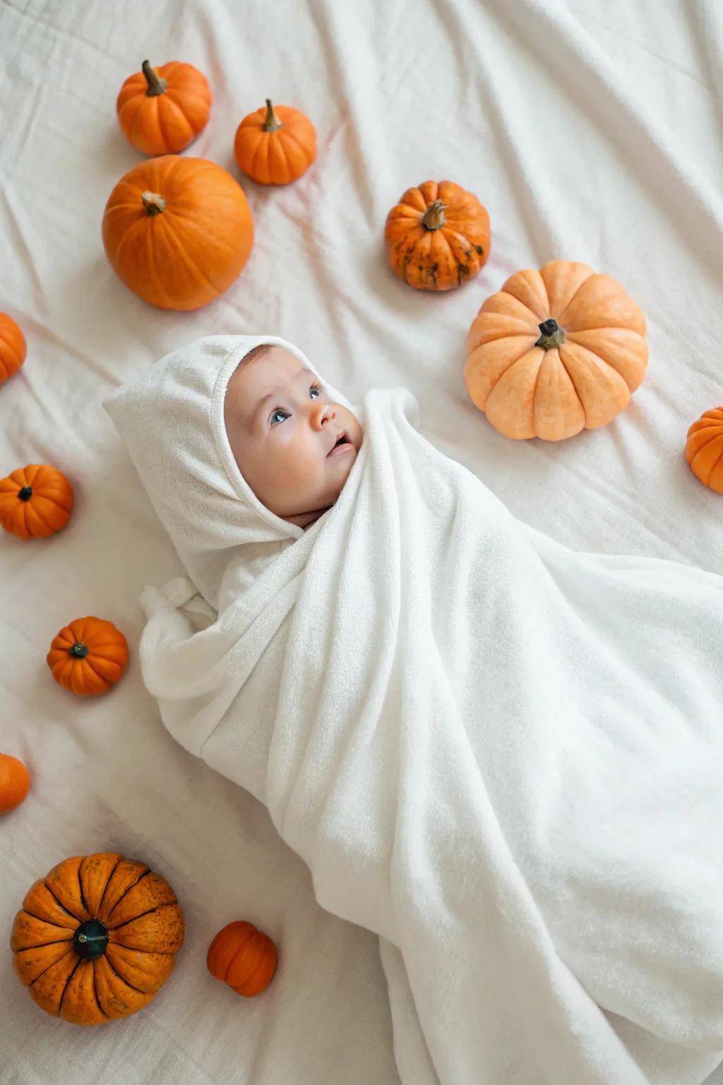 A ghostly gathering for a newborn's first Halloween.