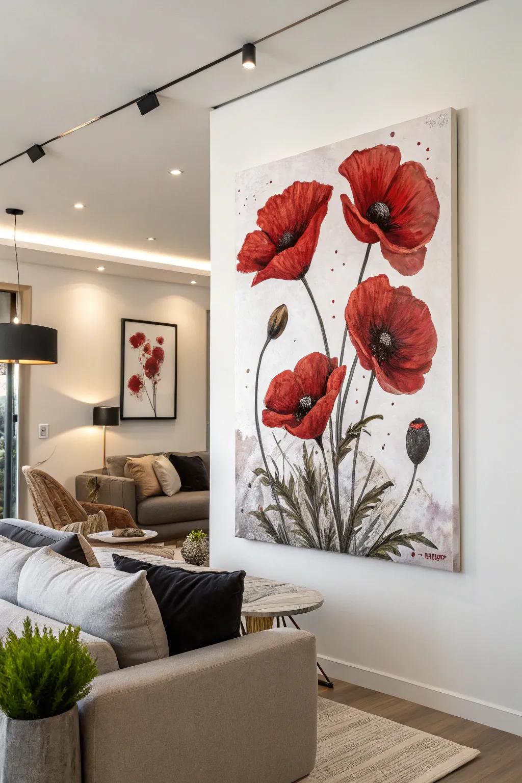 Add drama to your decor with vibrant poppy art.