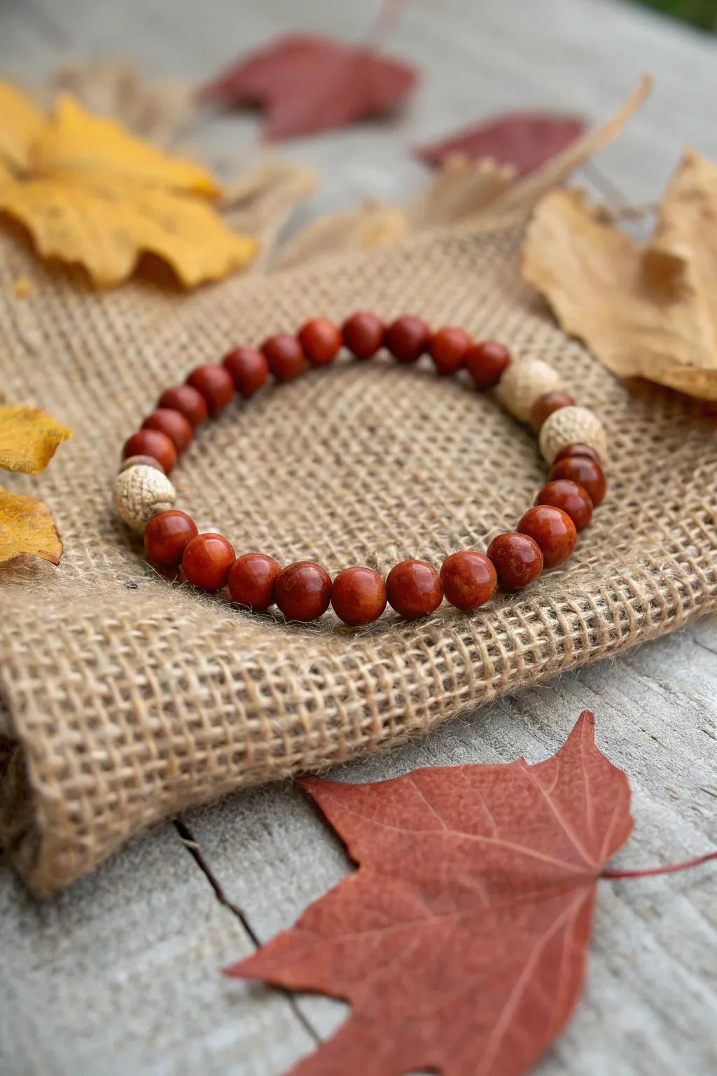 Wooden beads add an earthy touch.