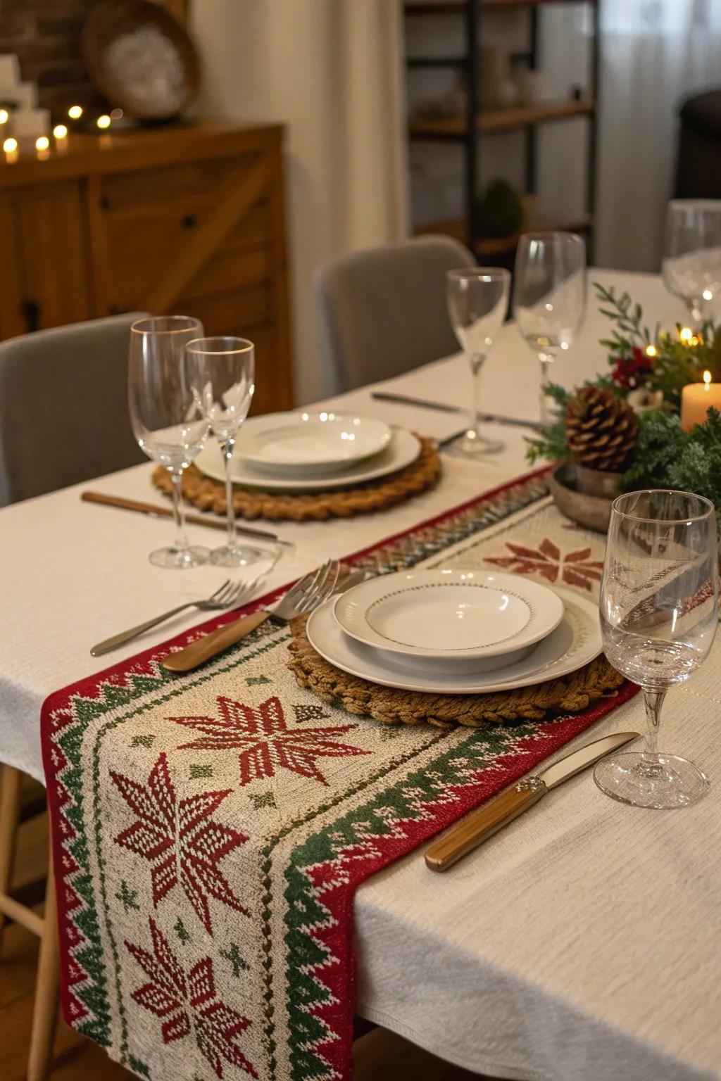 Enhance your table decor with a textured table runner.