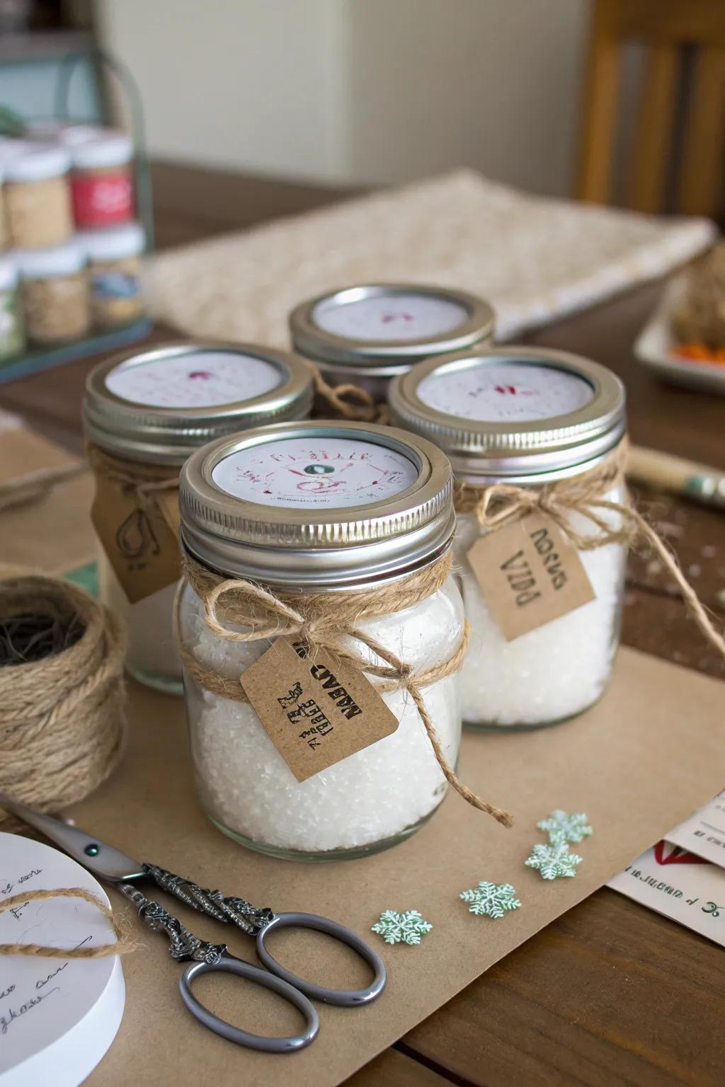 Mason jars are a versatile choice for storing and gifting Epsom salt