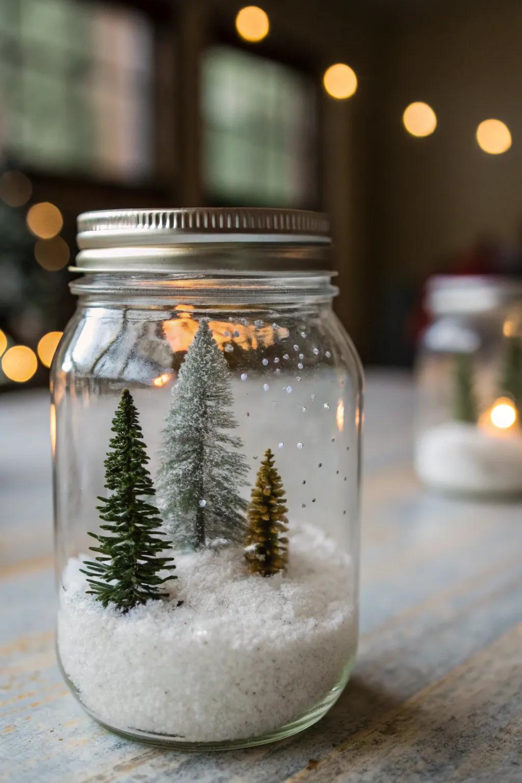 Capture the magic of winter with a mason jar scene.