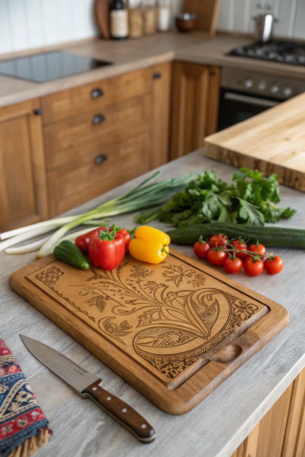 An engraved cutting board is a functional keepsake.