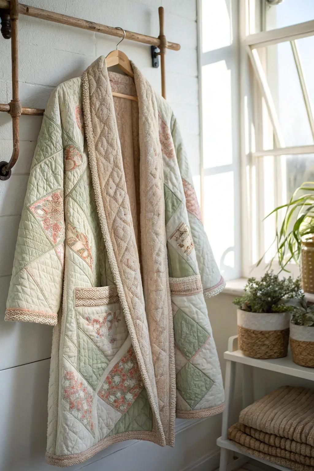 Wrap yourself in warmth and elegance with this exquisite quilted coat, a perfect blend of simplicity and artistry.