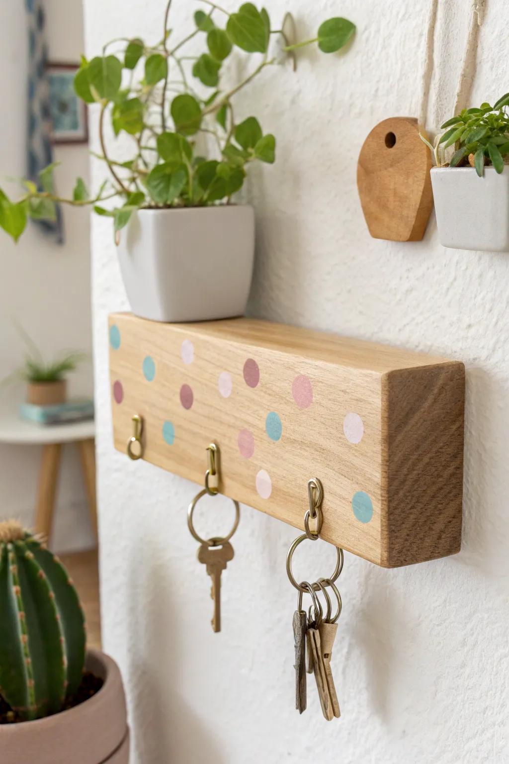 Add a splash of joy to your entryway with a DIY painted block key holder—where simplicity meets playful elegance!