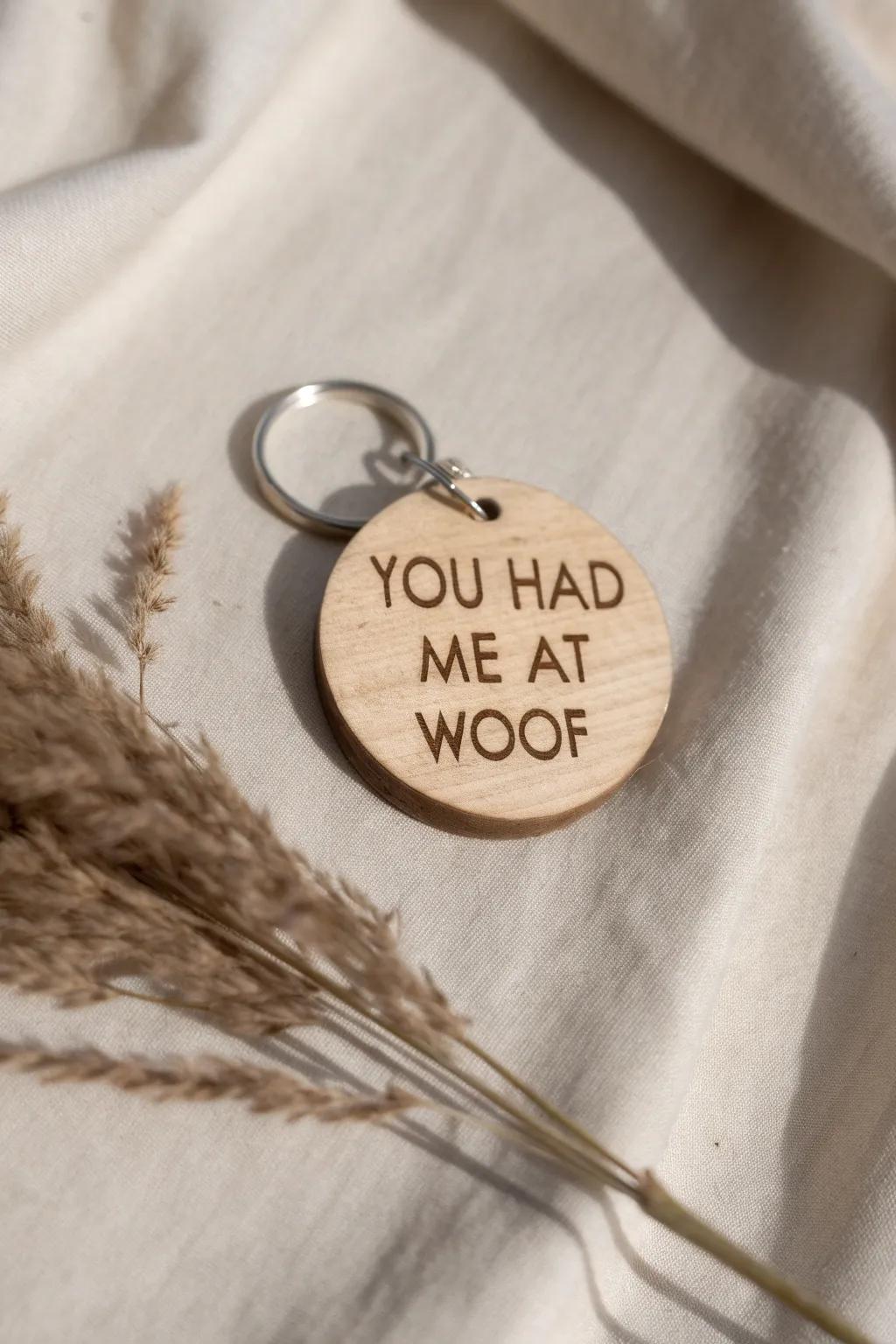 Celebrate your furry friend with minimalist charm. 🐾 #PetLove #ScandiBoho #KeychainQuotes