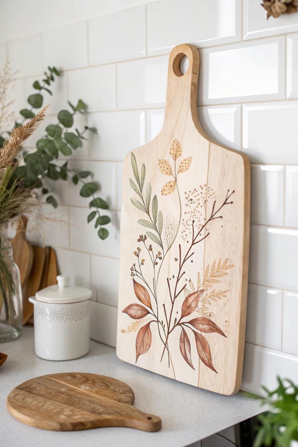 Transform your kitchen with stunning painted cutting board art — a perfect blend of minimalism and boho charm!