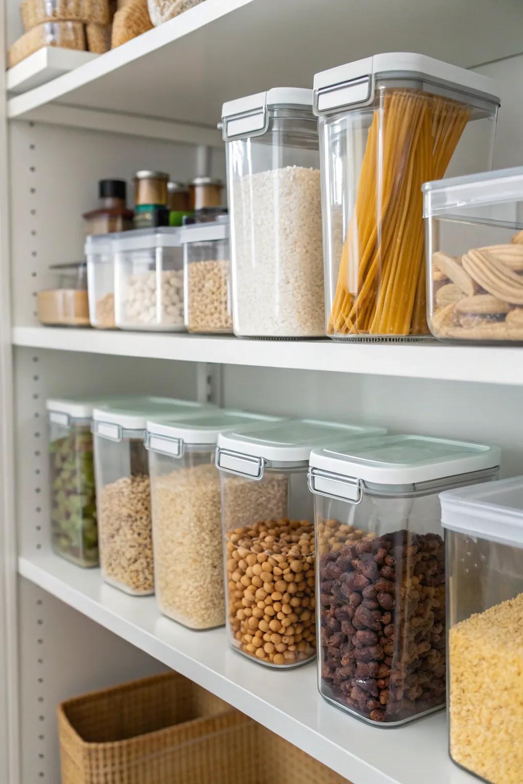 Clear containers provide both organization and aesthetic appeal.