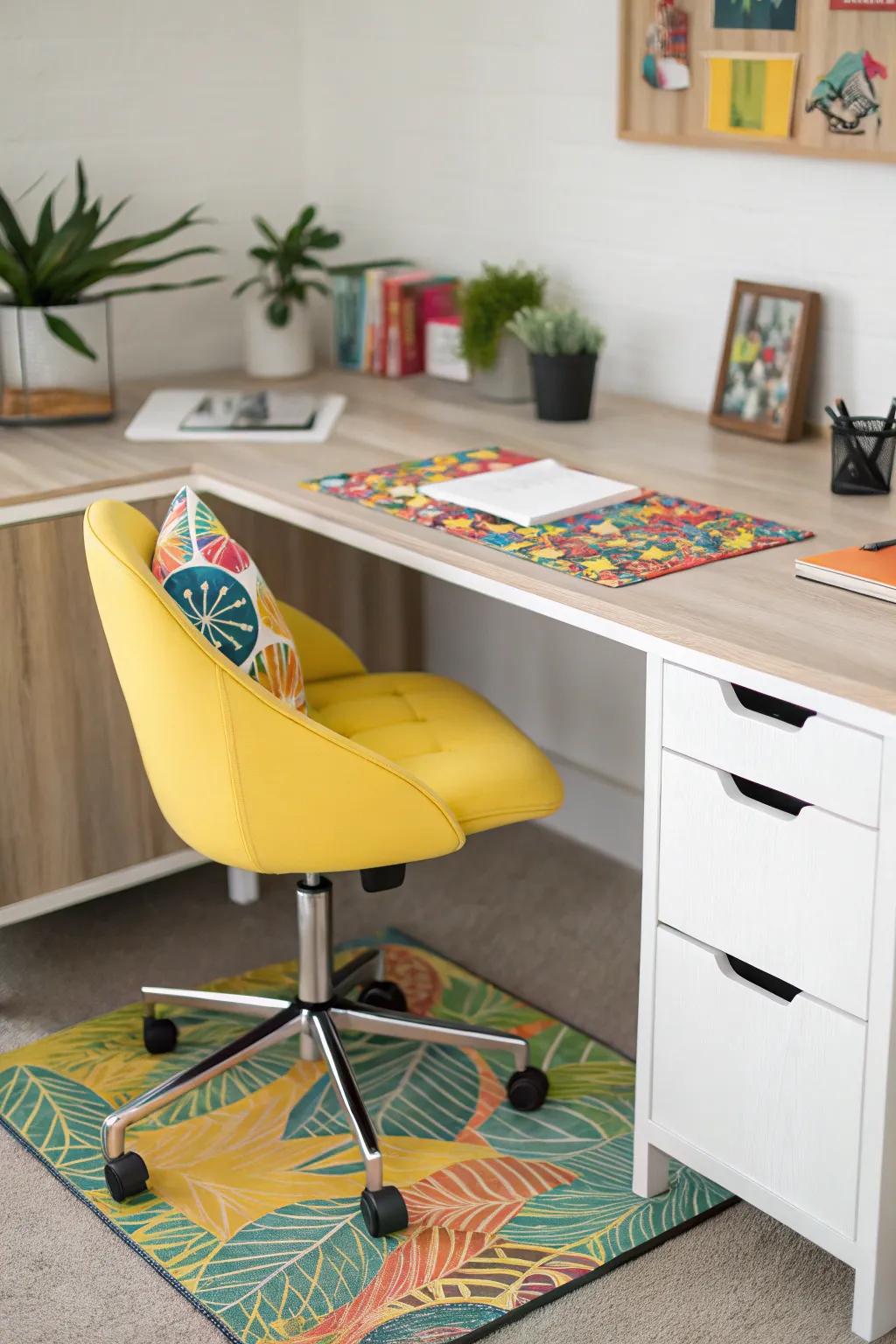 A touch of color personalizes and enlivens your desk area.