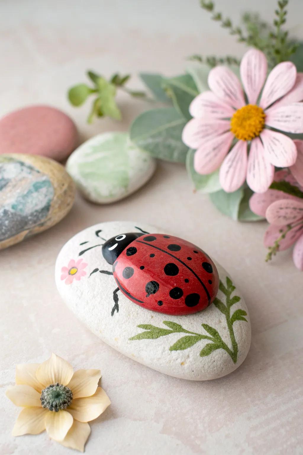 Bring a touch of fairy tale magic to your garden with these charming ladybug painted rocks!