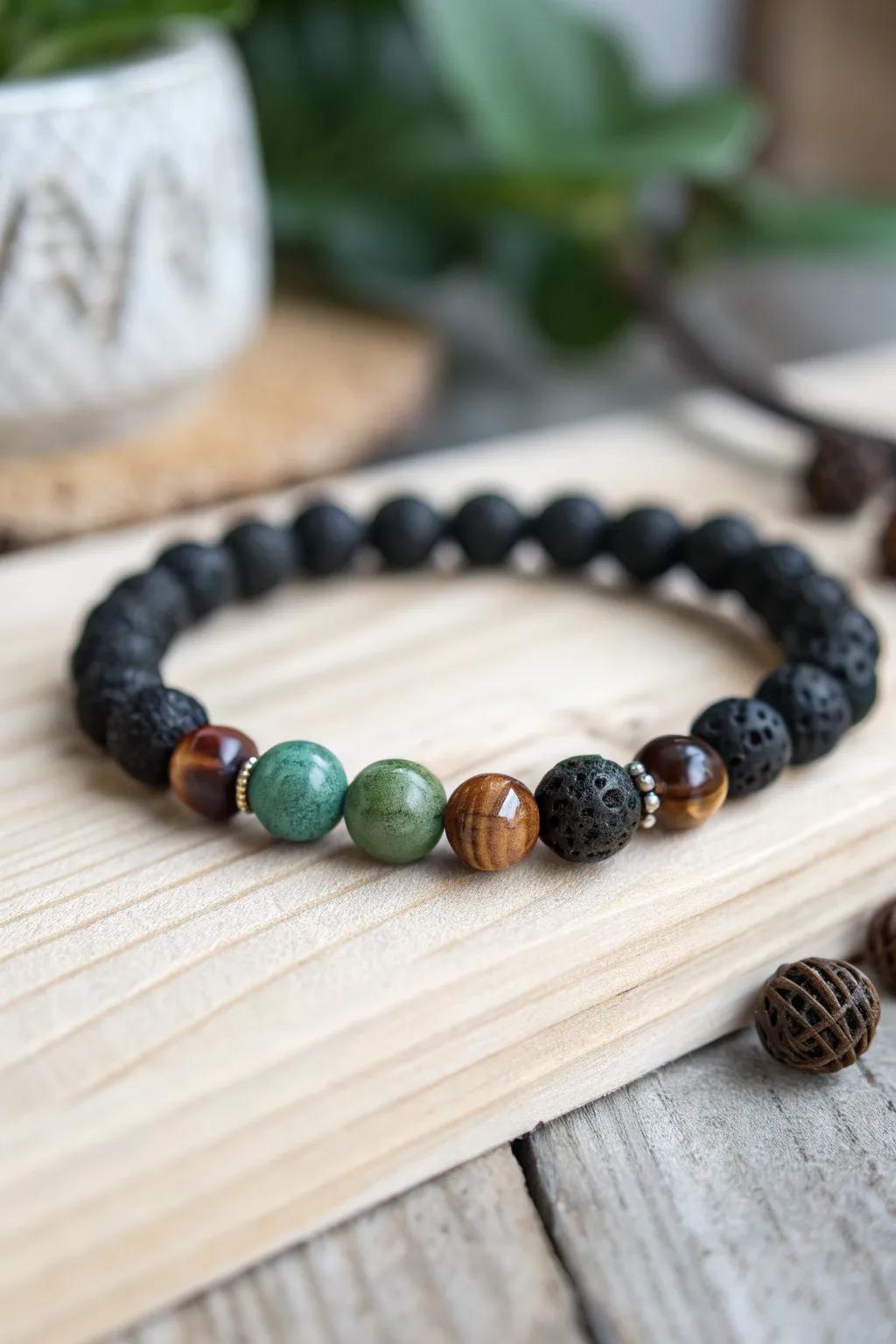 Embrace the beauty of nature with this earthy lava bead bracelet, a perfect blend of simplicity and elegance.