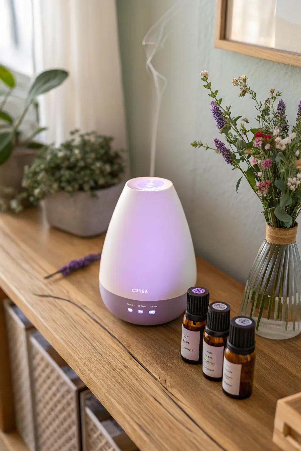 Create a calming atmosphere with lavender essential oils.