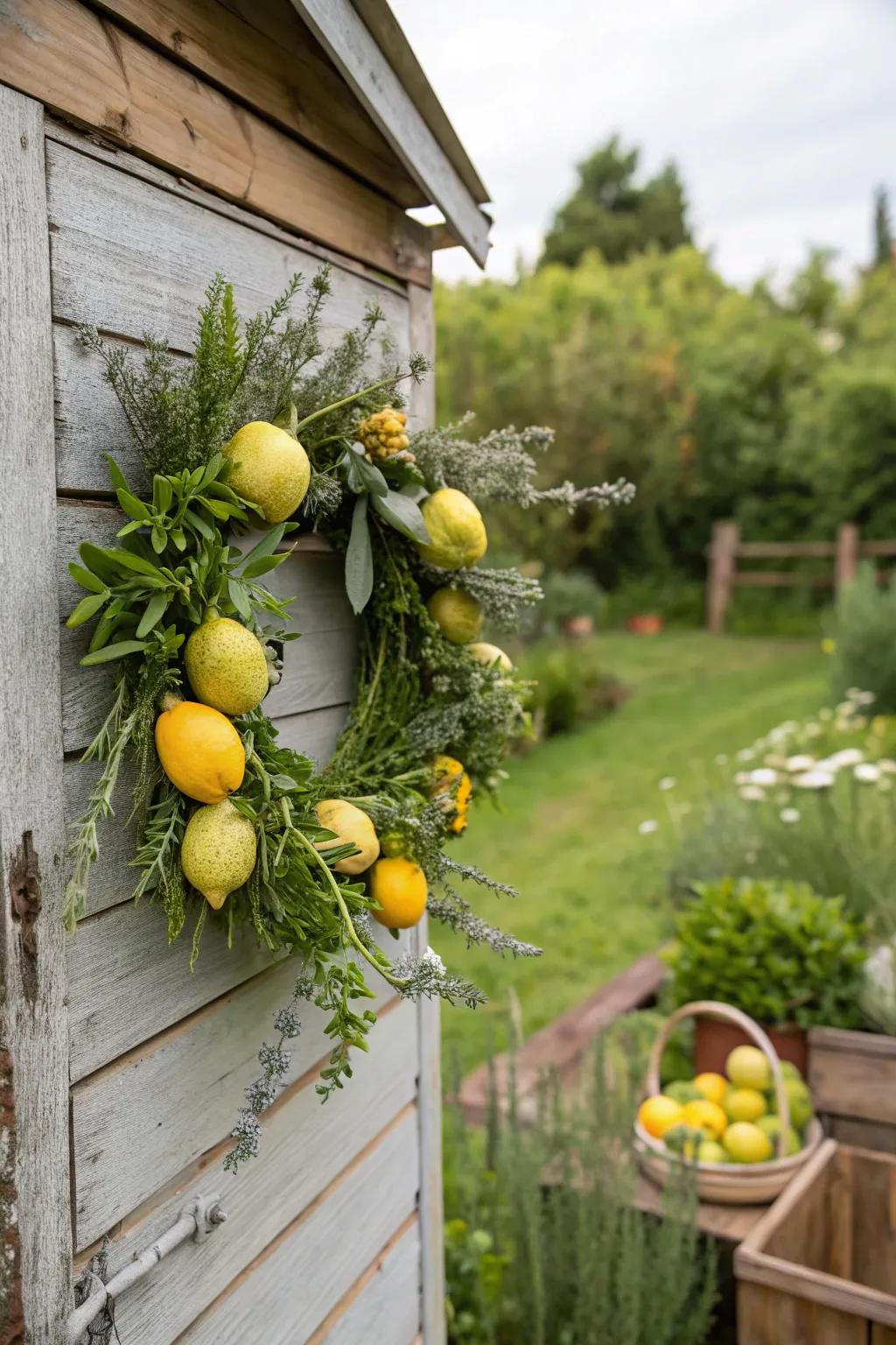 A fragrant lemon and herb wreath perfect for any space.