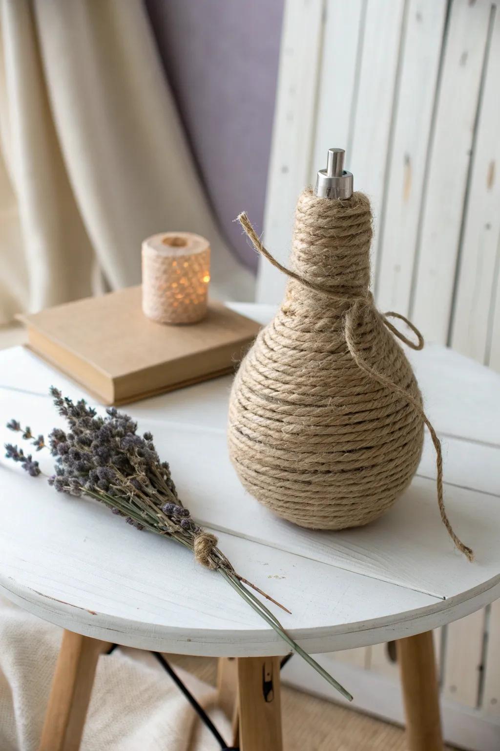 Transform light bulbs into charming twine-wrapped 'pears' for a cozy, sustainable kitchen display.