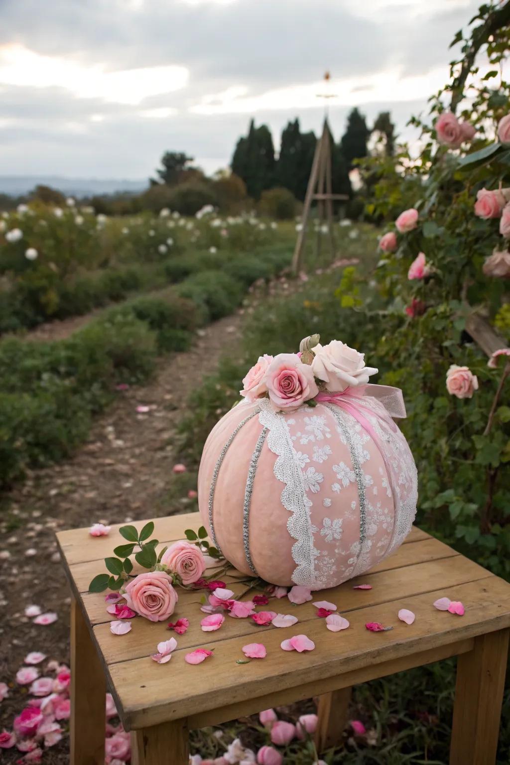 Celebrate timeless romance with a pumpkin that's elegantly charming.