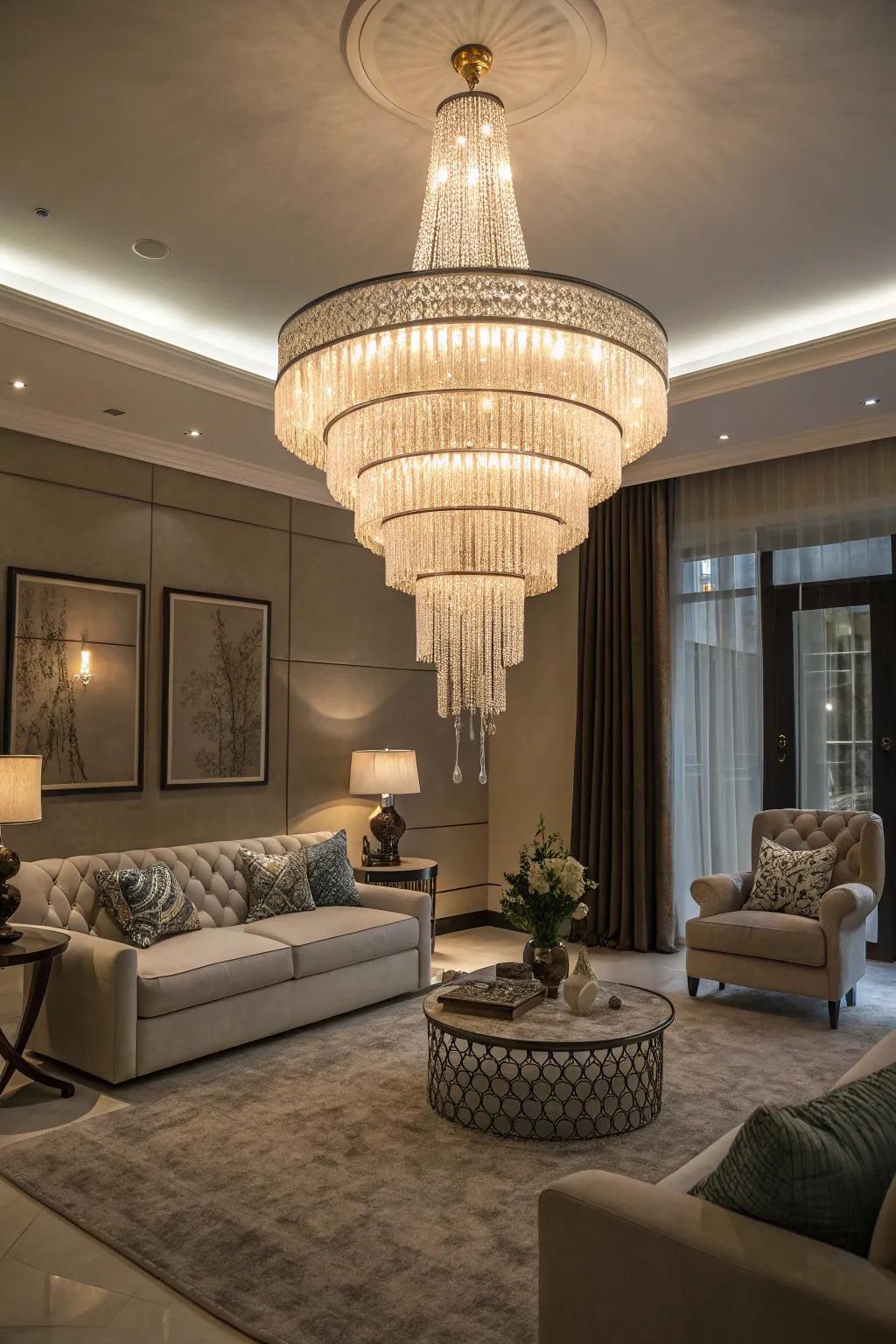 A statement lighting fixture can elevate your living room's design.