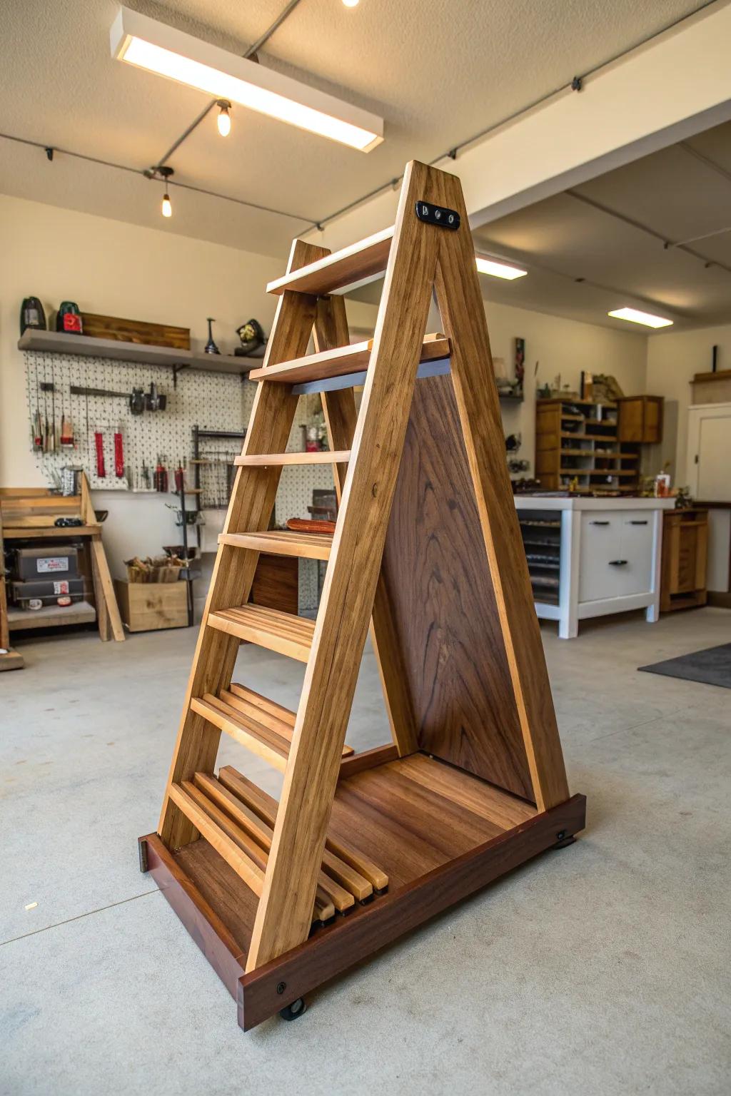 Elevate your garage organization with this sleek A-frame design.