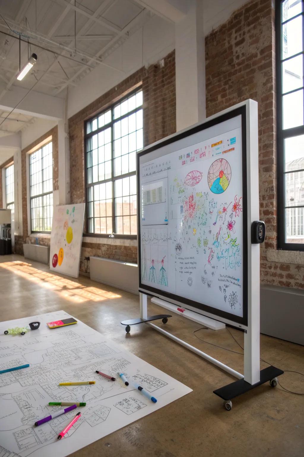 Unleash your creativity with a dynamic interactive whiteboard, perfect for capturing spontaneous ideas in style.