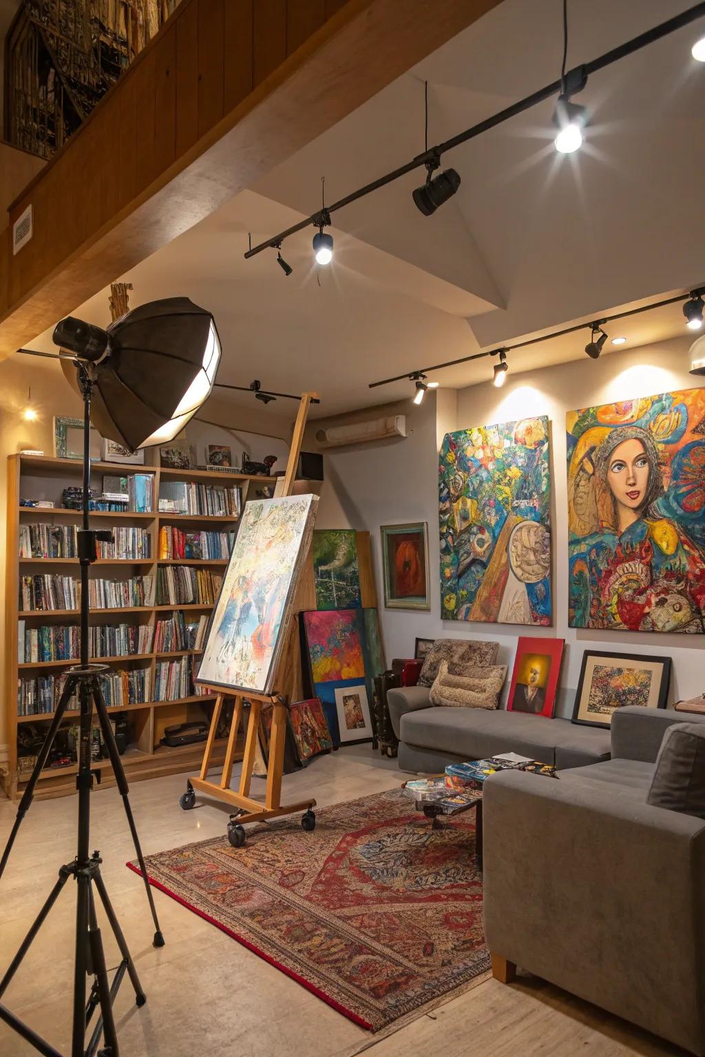 Express your creativity with a man cave that doubles as an art gallery.