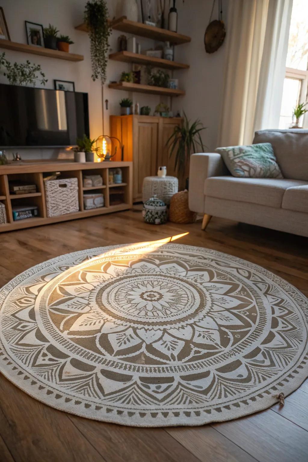 Mandala rugs add warmth and character to any room.