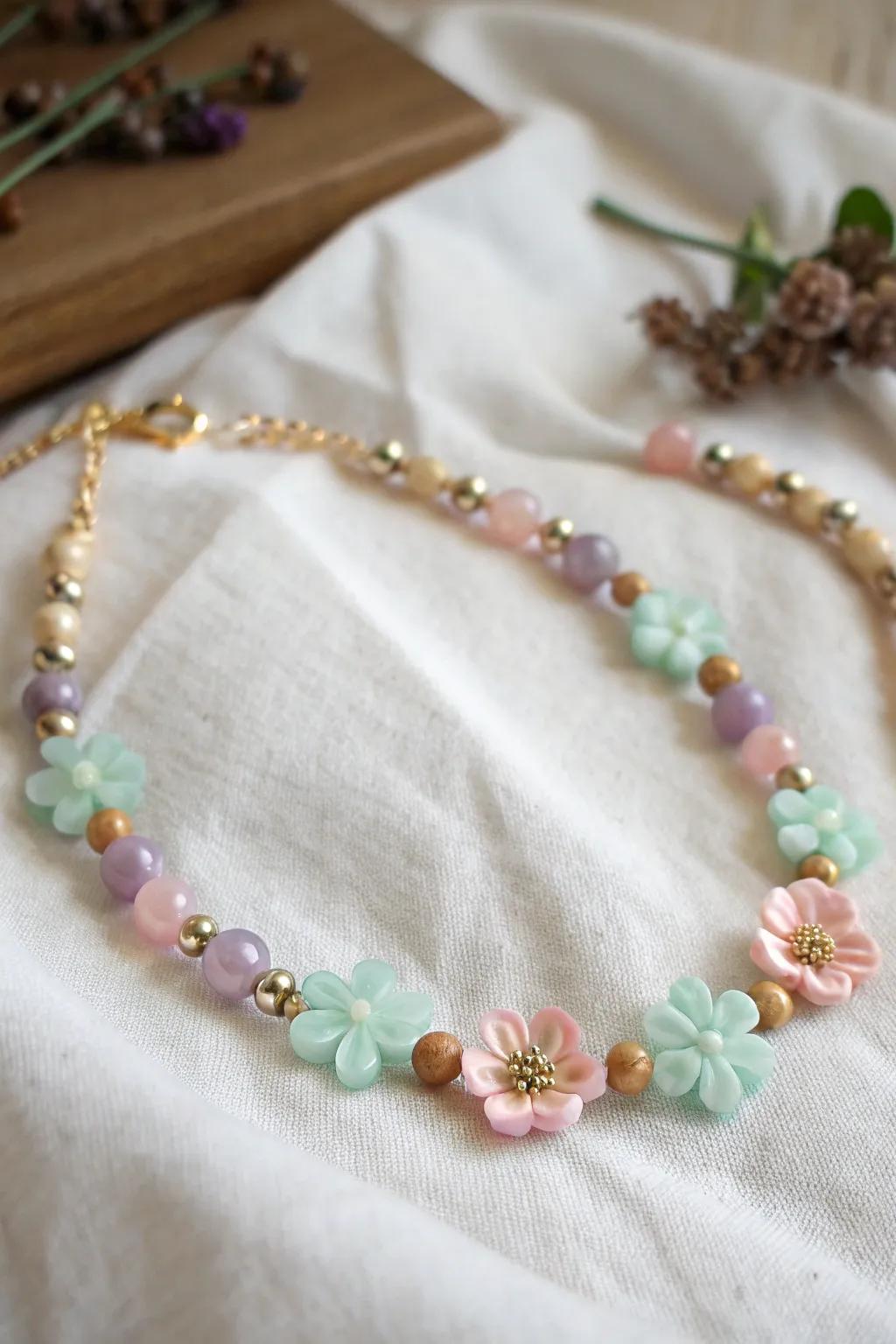 Embrace the beauty of spring with delicate floral accents on this minimalist memory wire necklace. 🌸✨ #ScandinavianStyle #BohoChic