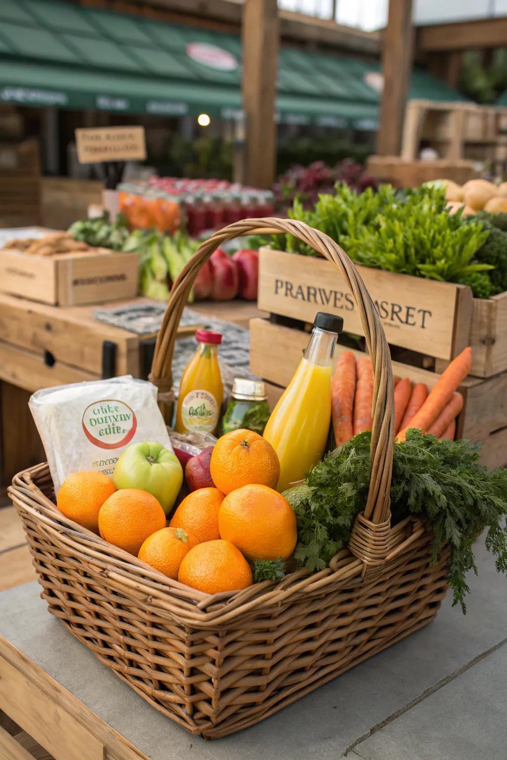 Farmers market fresh basket for a locally sourced treat.