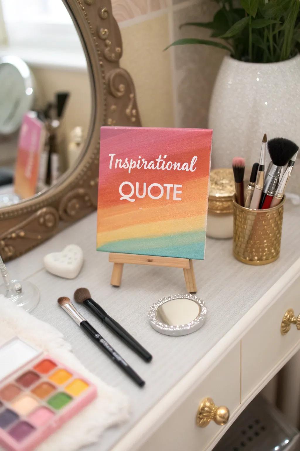 Mini quote art offering daily inspiration in my morning routine.