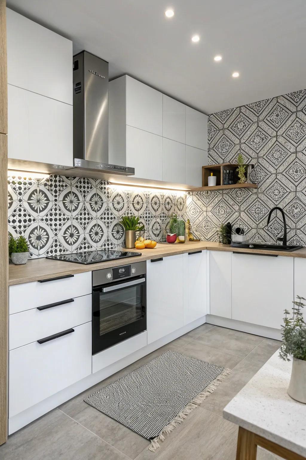 Monochrome mosaics offer elegance through simplicity.