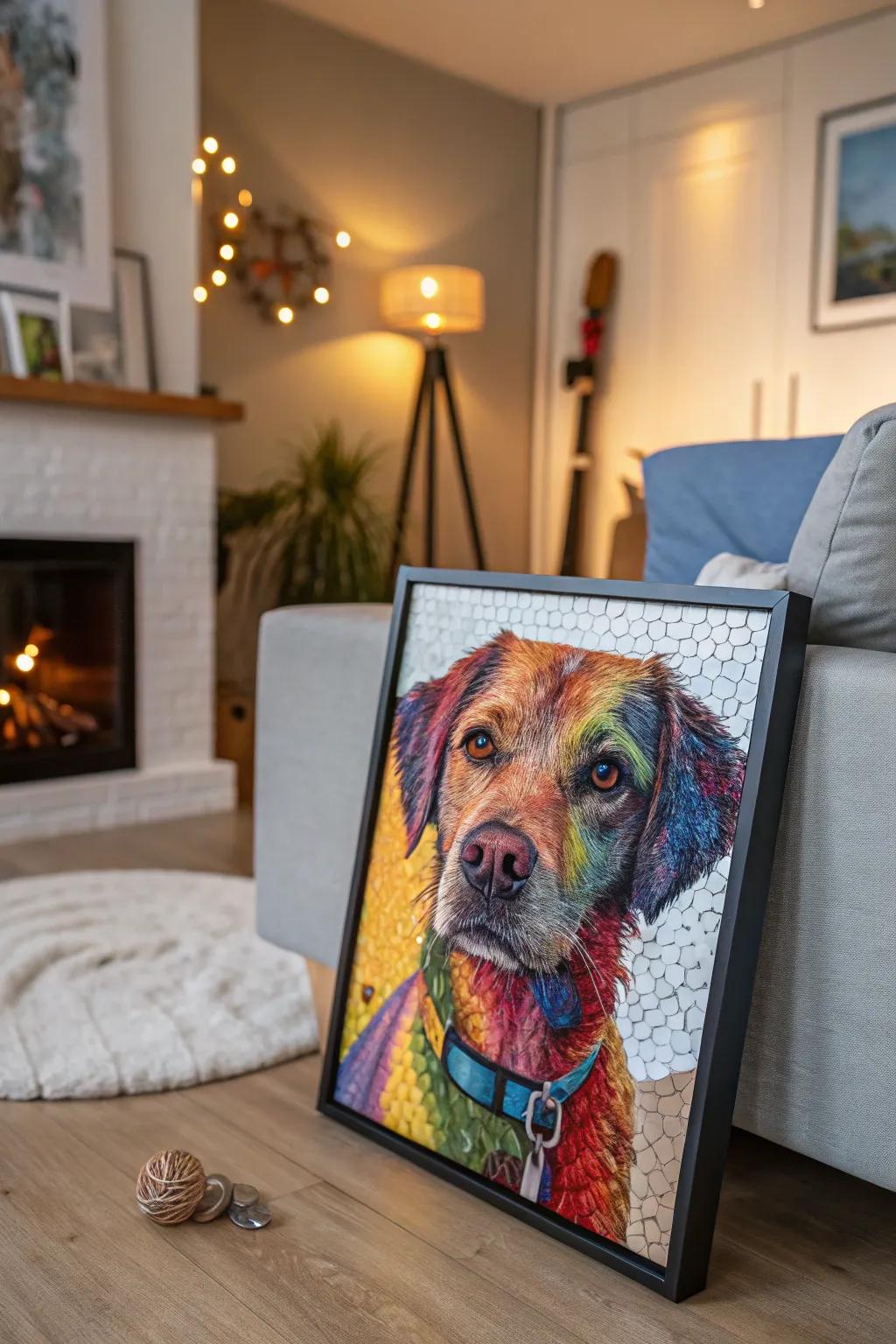 Expressive mosaic portraits bring personal charm to decor.