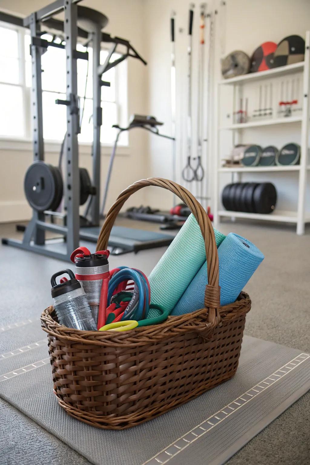 Encourage mom's fitness journey with a basket of gear.