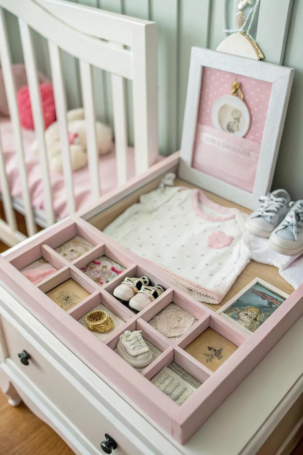 A touching baby keepsake shadow box.