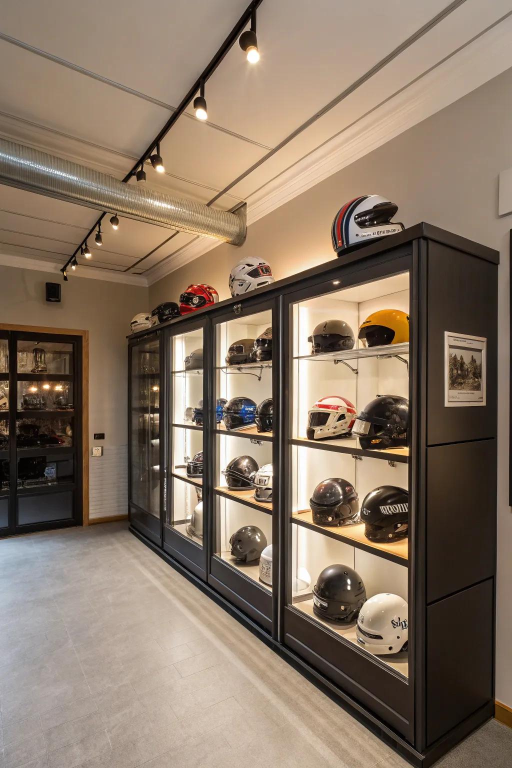 Display cases protect and showcase your helmet collection.