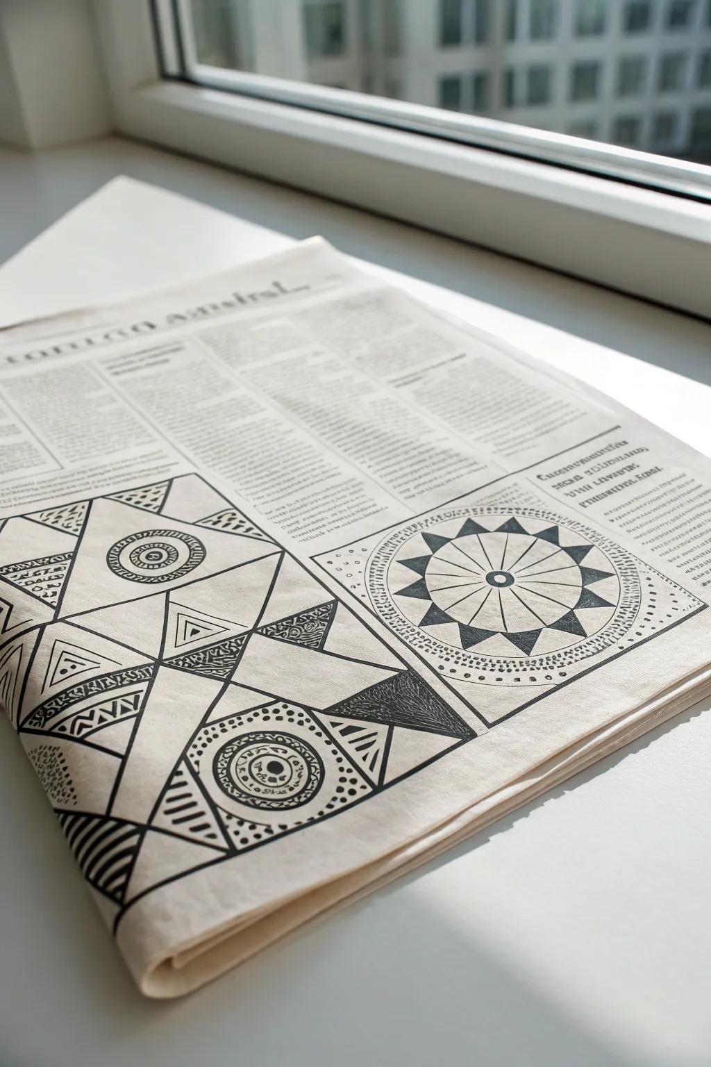 Discover beauty in simplicity with geometric newspaper art. Perfect for the modern minimalist soul.