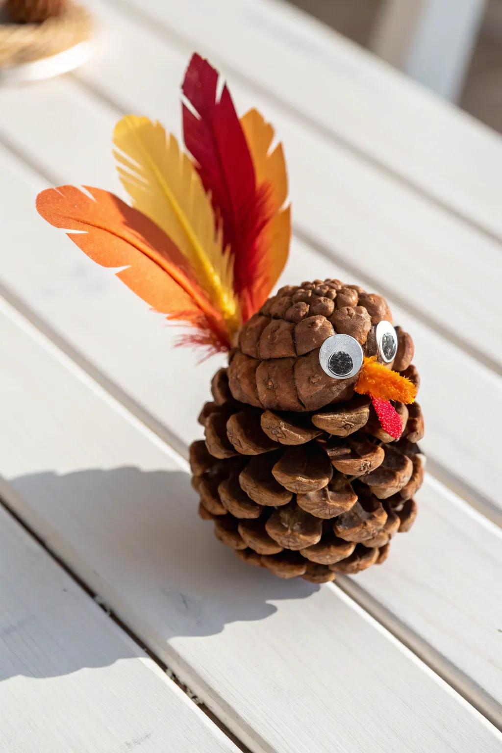 Embrace the season's beauty with this delightful pine cone turkey craft!