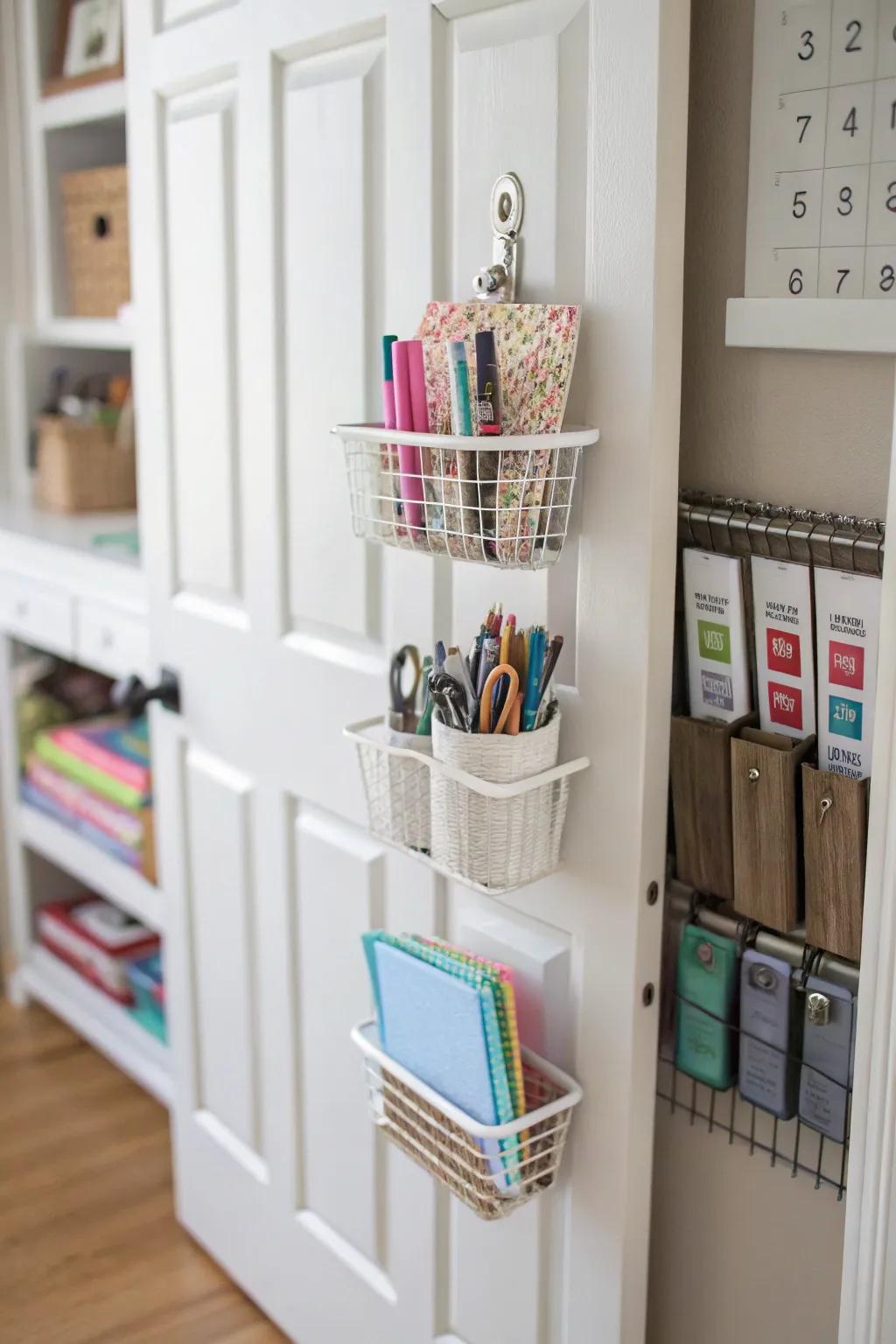 The back of a door can offer valuable additional storage space.