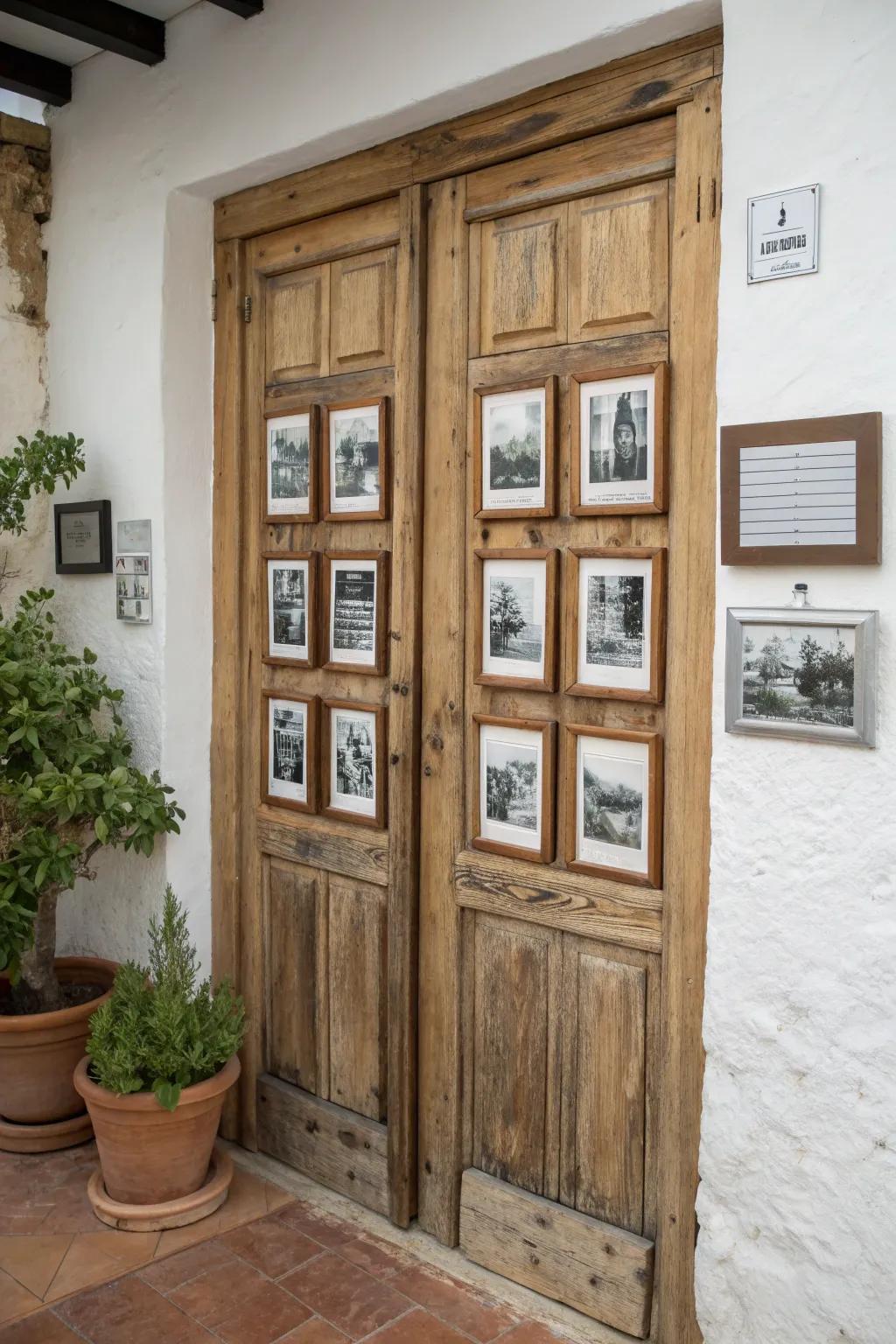Transform history into art: A vintage door becomes a stunning gallery wall centerpiece.