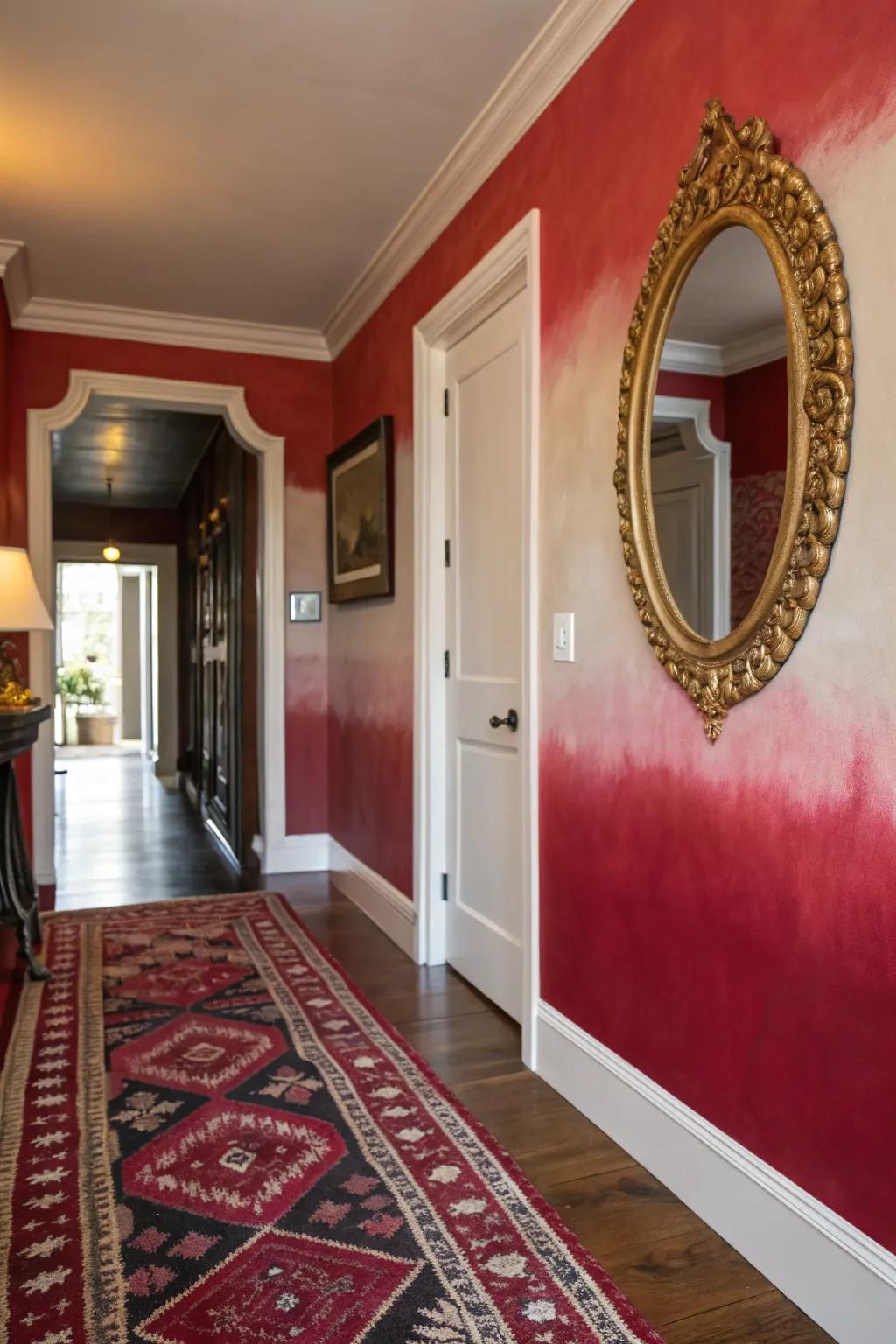 Welcome guests warmly with a striking red ombre in your entryway.