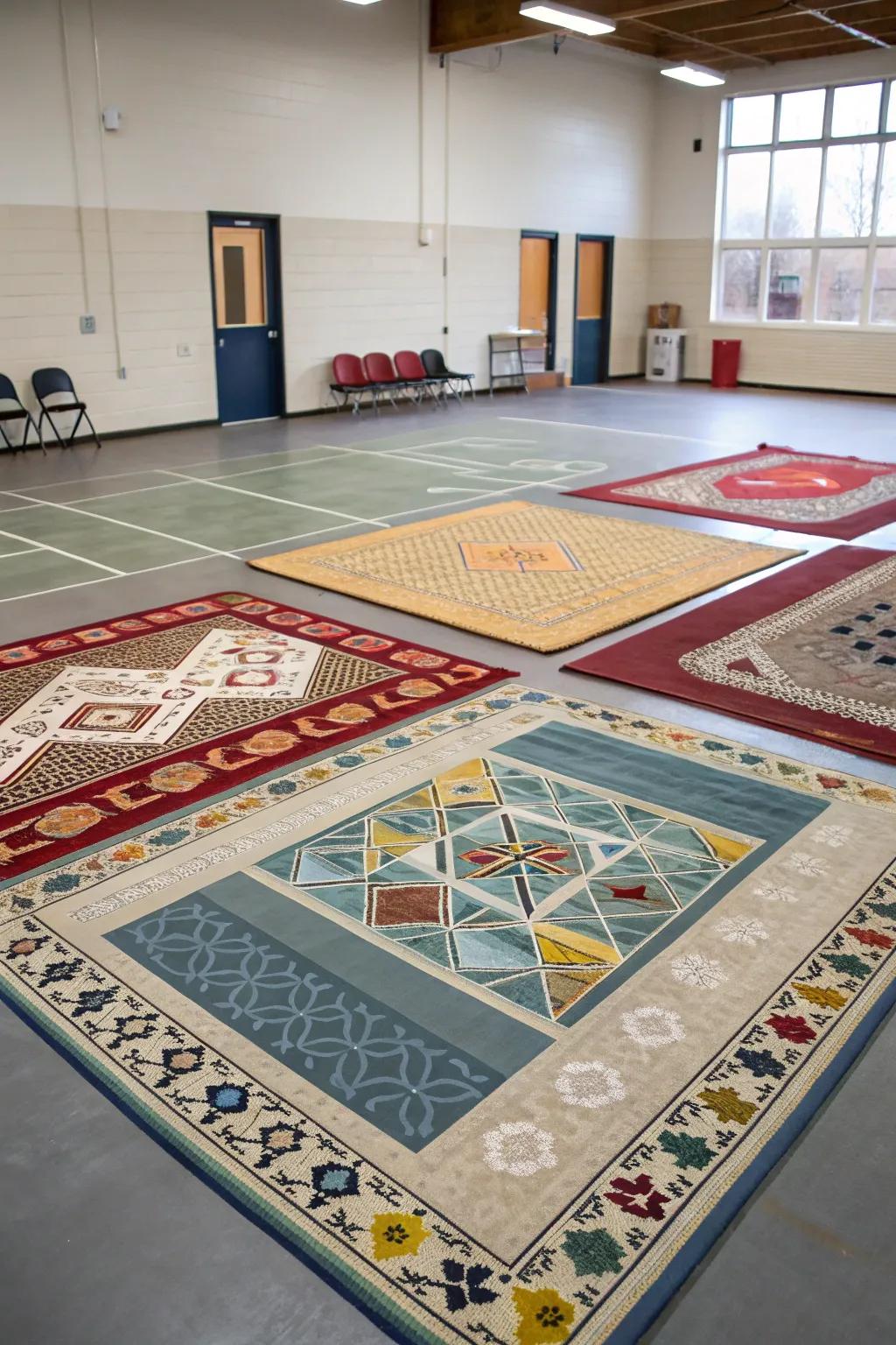 Area rugs defining different zones.