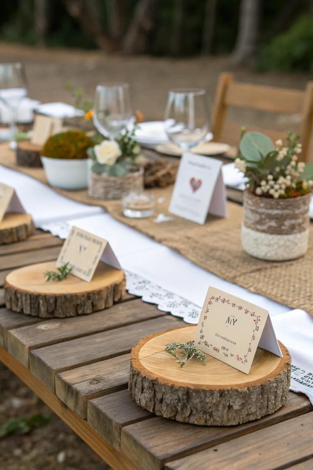 Personalized place cards add a thoughtful and organized touch to your picnic table.